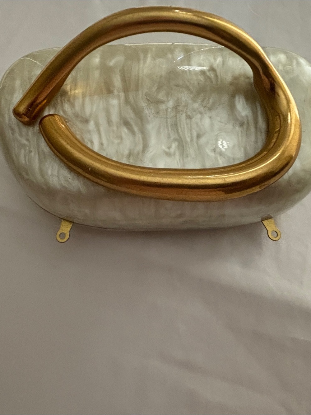Verano Hill Lucite Purse or Clutch with Unusual Gold Decoration